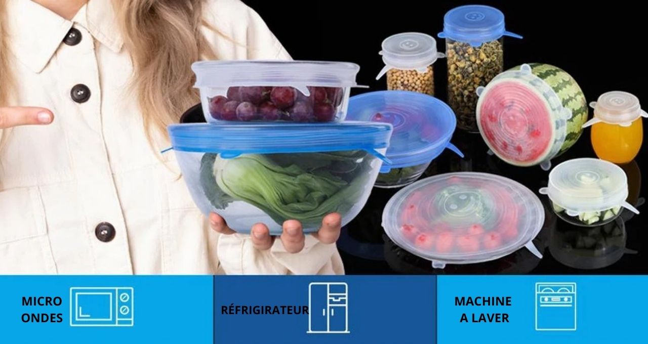 EcoSealPro™ | COUVERCLE ALIMENTAIRE EN SILICONE (Pack de 6) - espacesnettes